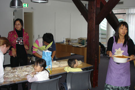 Preparing dumplings