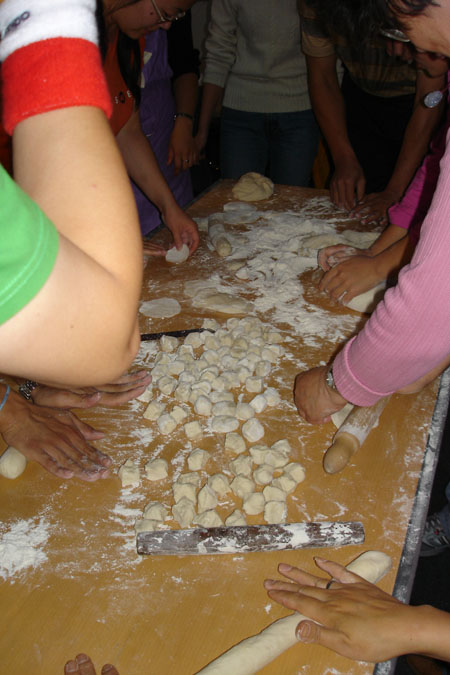 Preparing dumplings