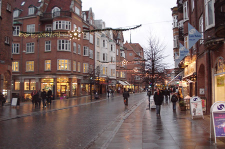 Streets inside the centre of Aalborg